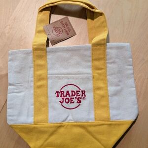 *NEW* Trader Joe's Mini Canvas Tote In Yellow and White